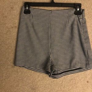White and black houndstooth shorts